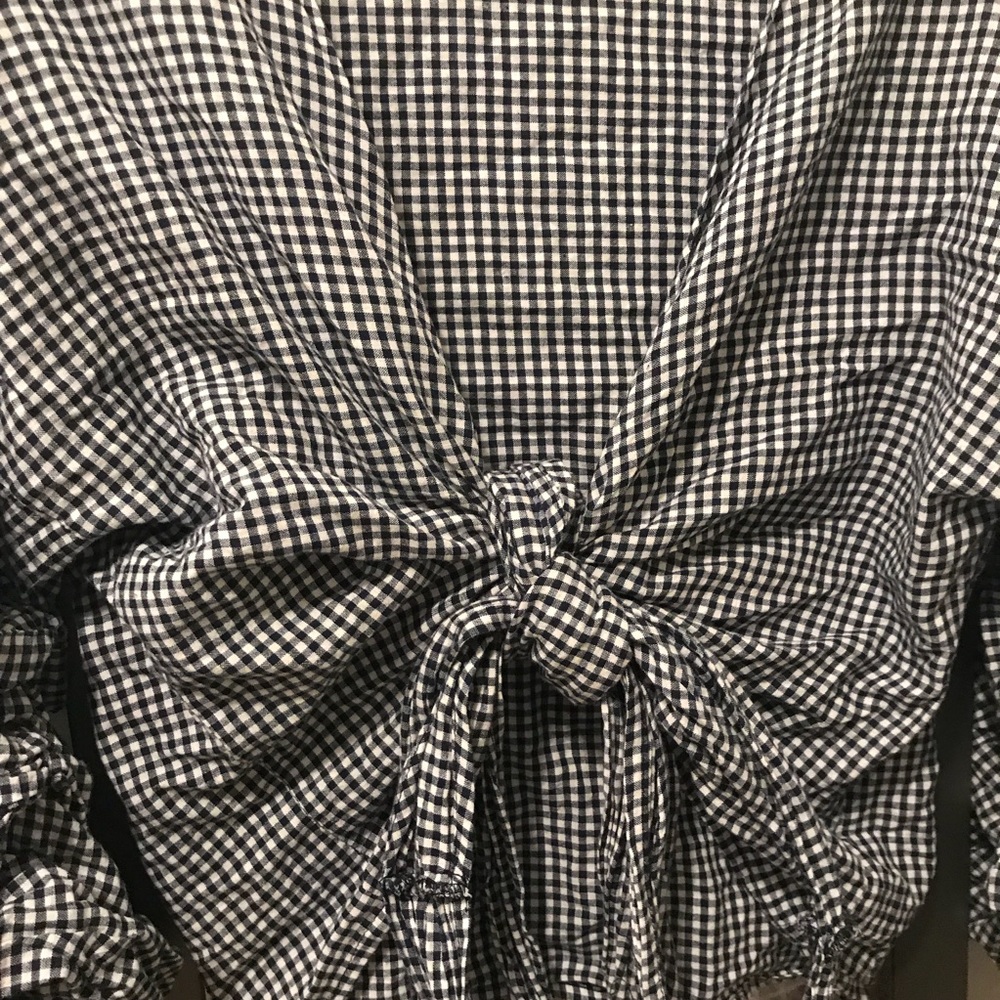 Gingham Navy Wrap Top - Picture 3 of 5